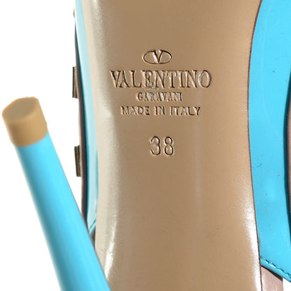 Valentino Garavani Patent Rockstud Ankle Strap 100mm Pumps 38.5 Parrot Poudre 6 of 7