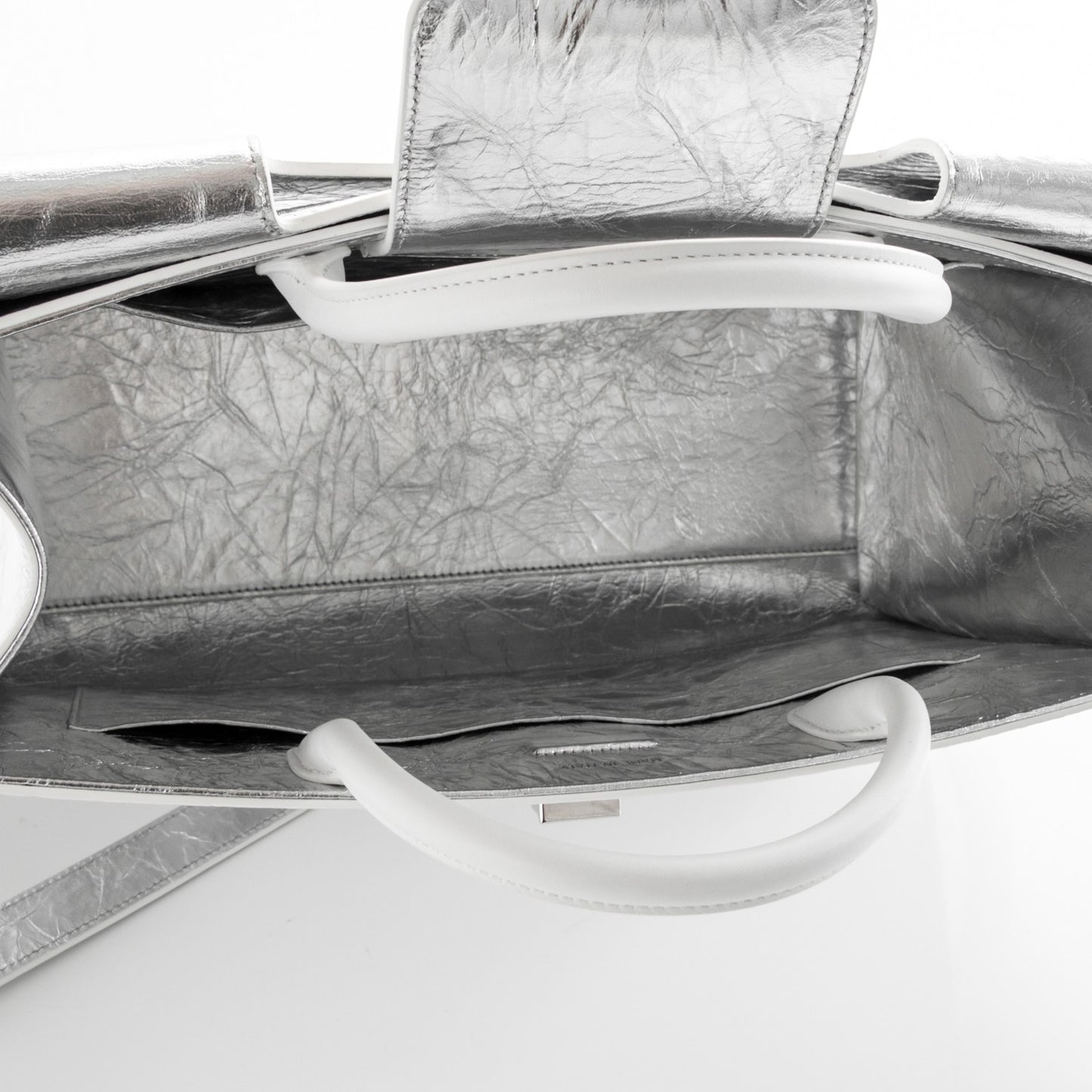 Metallic Calfskin Large Diorever Flap Silver