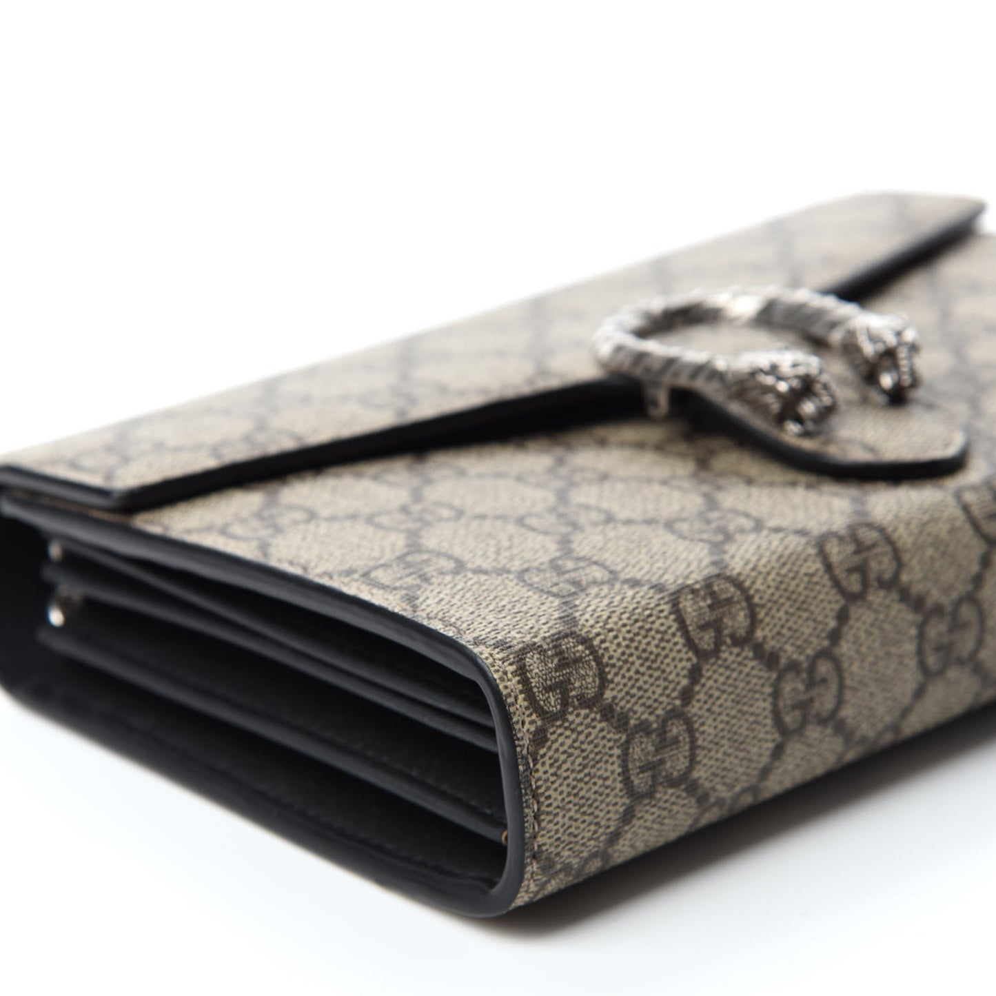 GG Supreme Monogram Mini Dionysus Chain Wallet Beige Black