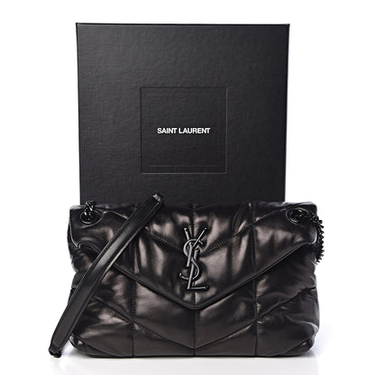 Saint Laurent Lambskin Quilted Small Loulou Puffer Monogram Chain Satchel Black 11 of 11