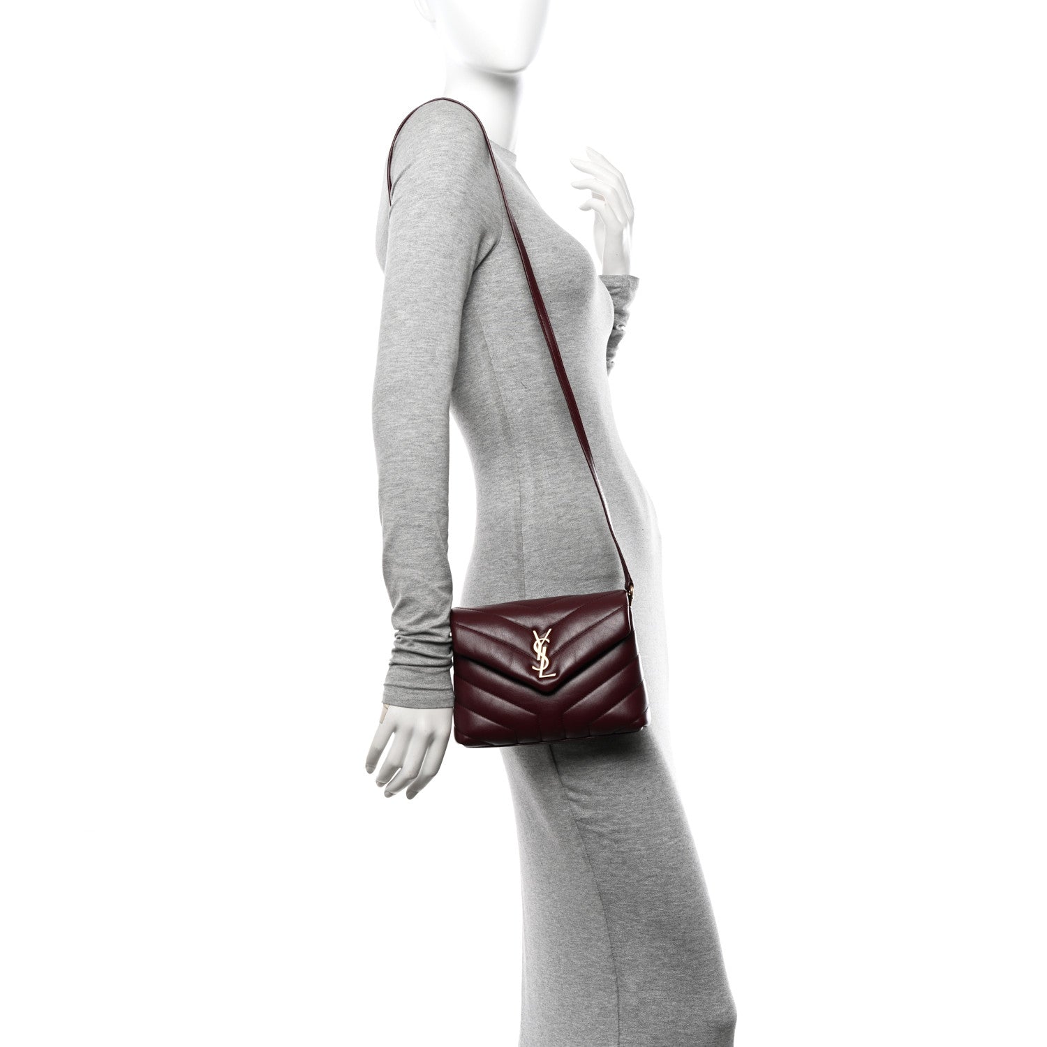 Saint Laurent Calfskin Y Quilted Monogram Toy Loulou Monogram Crossbody Bag Rouge Legion 2 of 14