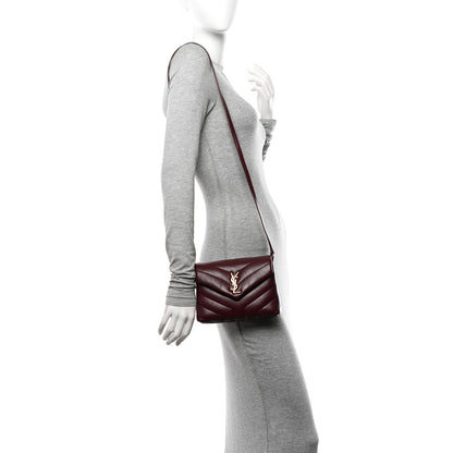 Saint Laurent Calfskin Y Quilted Monogram Toy Loulou Monogram Crossbody Bag Rouge Legion 2 of 14