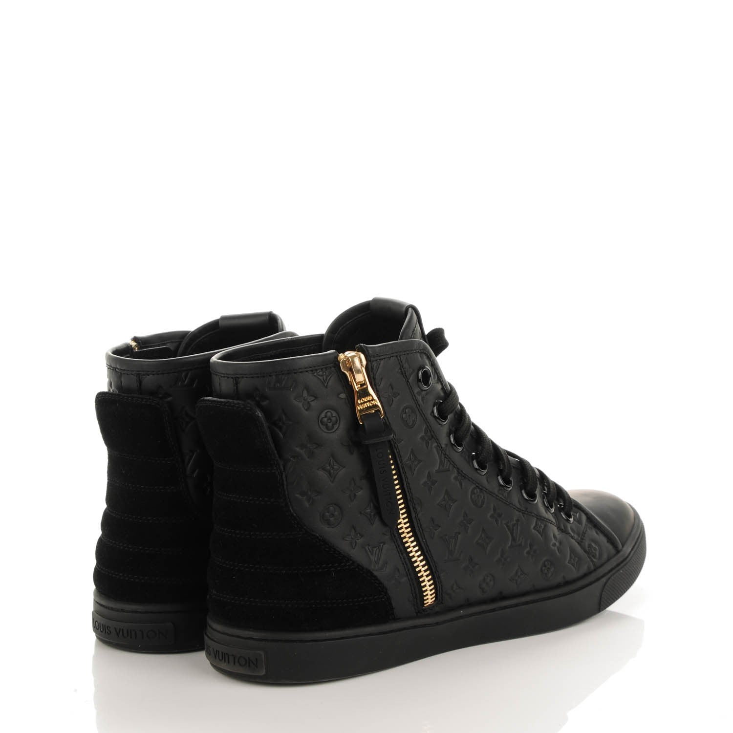 Louis Vuitton Calfskin Embossed Monogram Punchy High Top Sneakers 39 Black 4 of 7