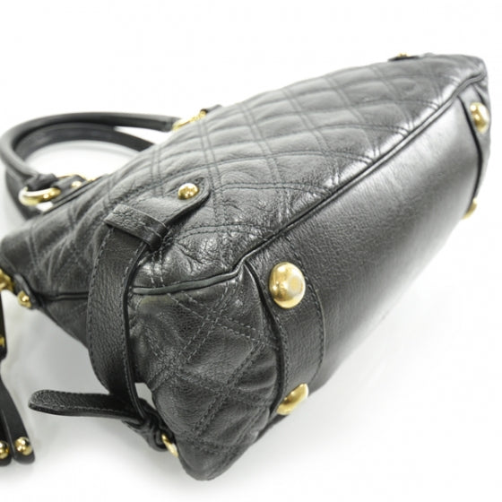 Leather Quilted Elise Tote Black