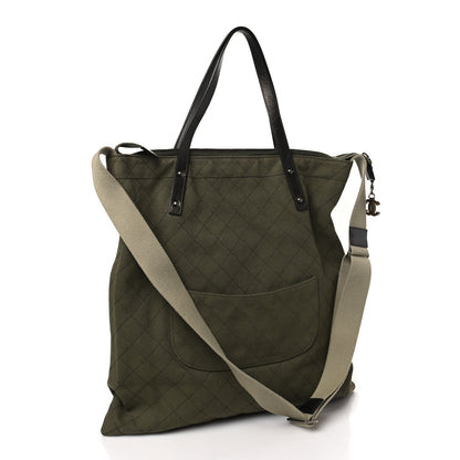 Chanel Canvas Tweed Stitched Cuba Patchwork Large Crossbody Shopper Tote Khaki 3 of 9