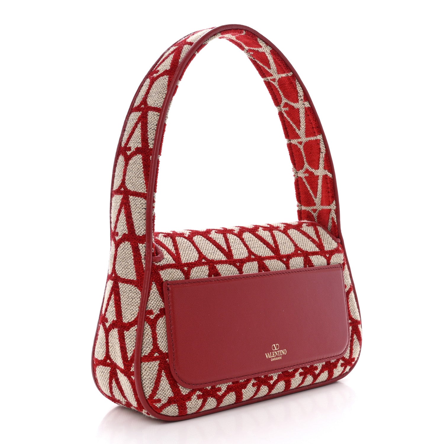 Valentino Garavani Toile Iconographe Goatskin Vlogo Small Loco Hobo Bag Natural Rosso Valentino 3 of 10
