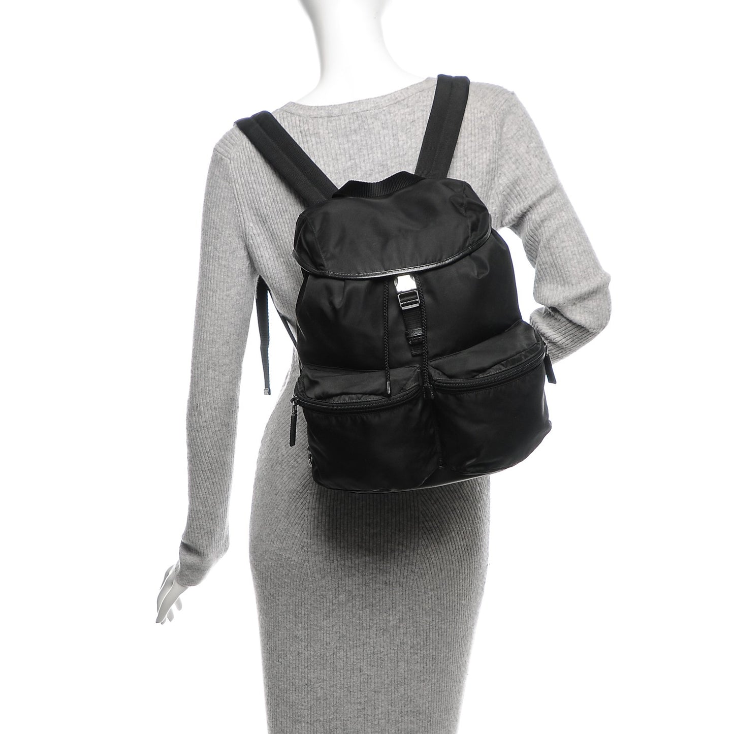 Nylon Vela Single Buckle Backpack Black