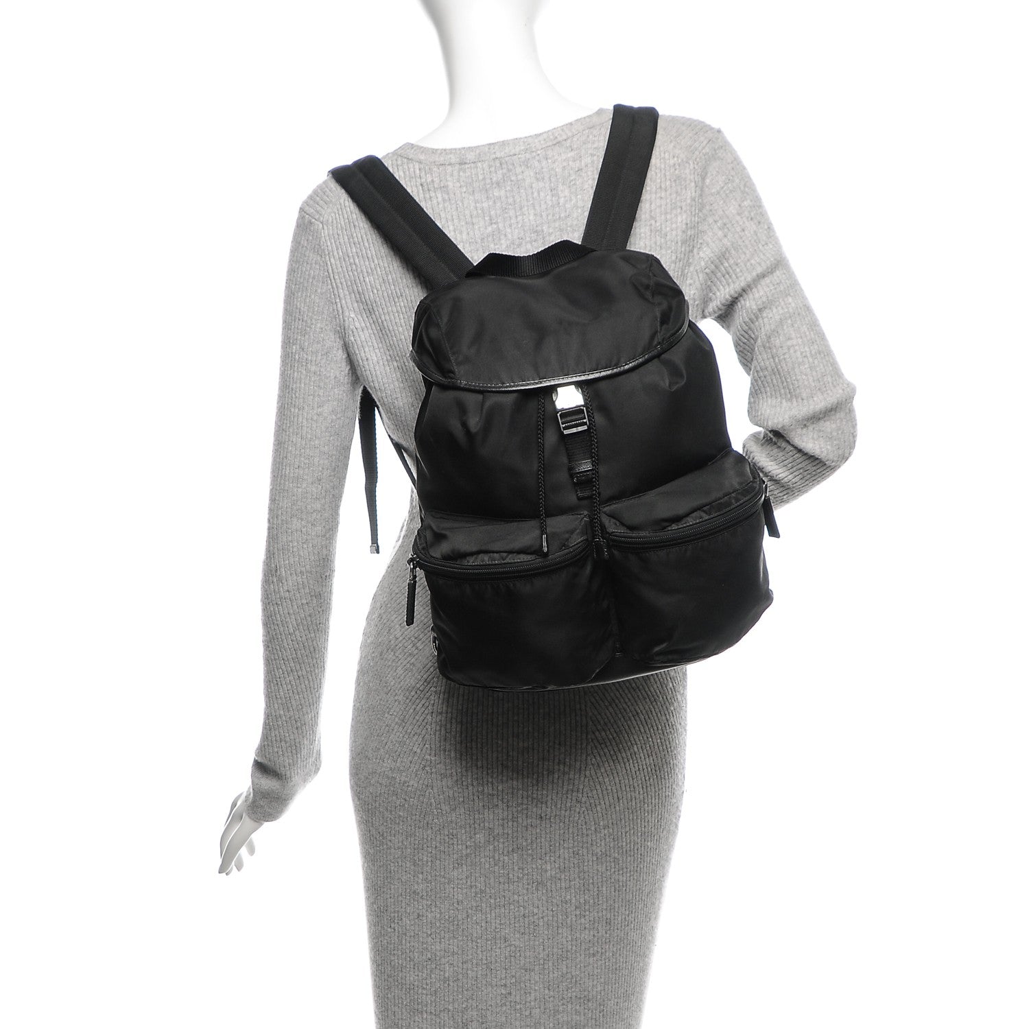Prada Nylon Vela Single Buckle Backpack Black 2 of 6