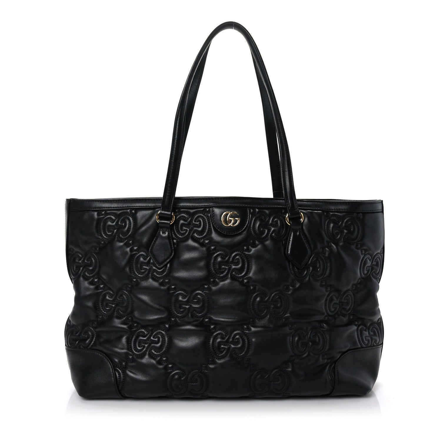 Calfskin GG Matelasse Medium Ophidia Shopping Tote Black