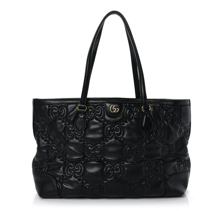 Gucci Calfskin GG Matelasse Medium Ophidia Shopping Tote Black 1 of 9