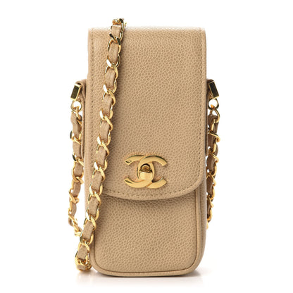 Chanel Caviar Phone Holder Crossbody Beige 2 of 11