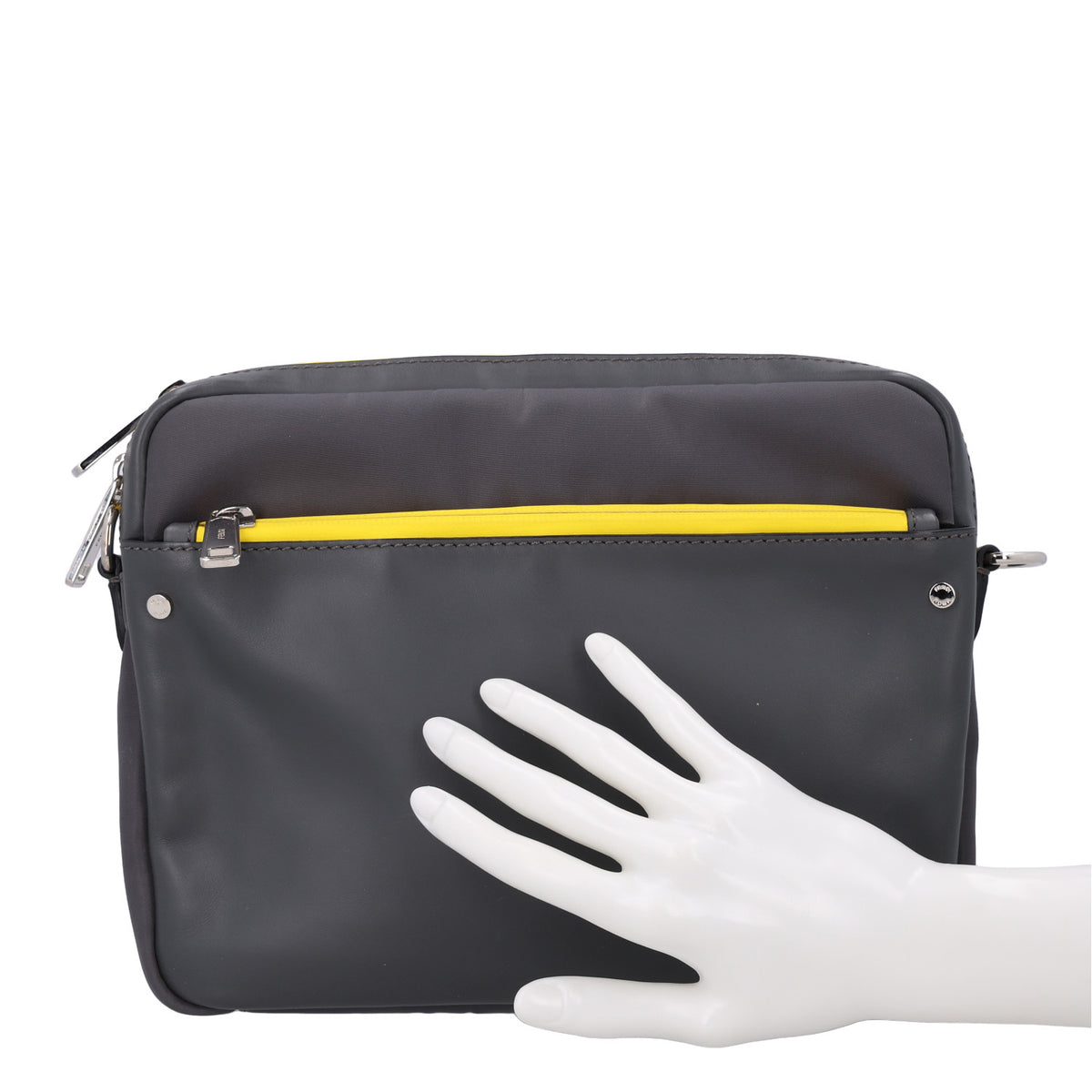 Fendi Nylon Vitello Century Opaco Mini Bug Eyes Flat Messenger  Mud Asfalto Sole 2 of 10