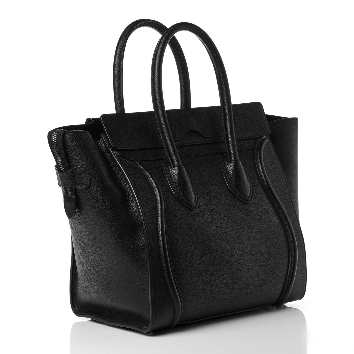 Drummed Calfskin Mini Luggage Black