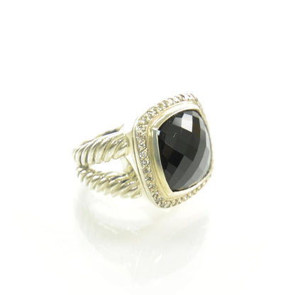 David Yurman Sterling Silver Diamond Black Onyx 14mm Albion Ring 54 7 4 of 6