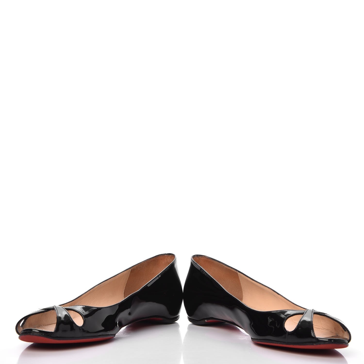 Christian Louboutin Patent Croisette Peep Toe Flats 40 Black 5 of 14