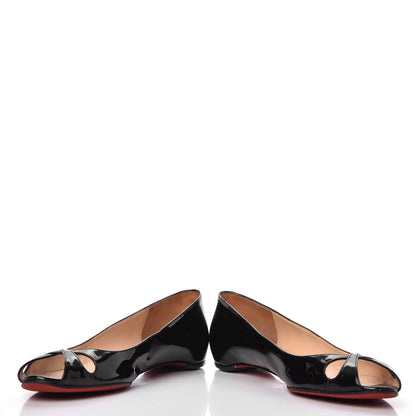 Christian Louboutin Patent Croisette Peep Toe Flats 40 Black 5 of 14