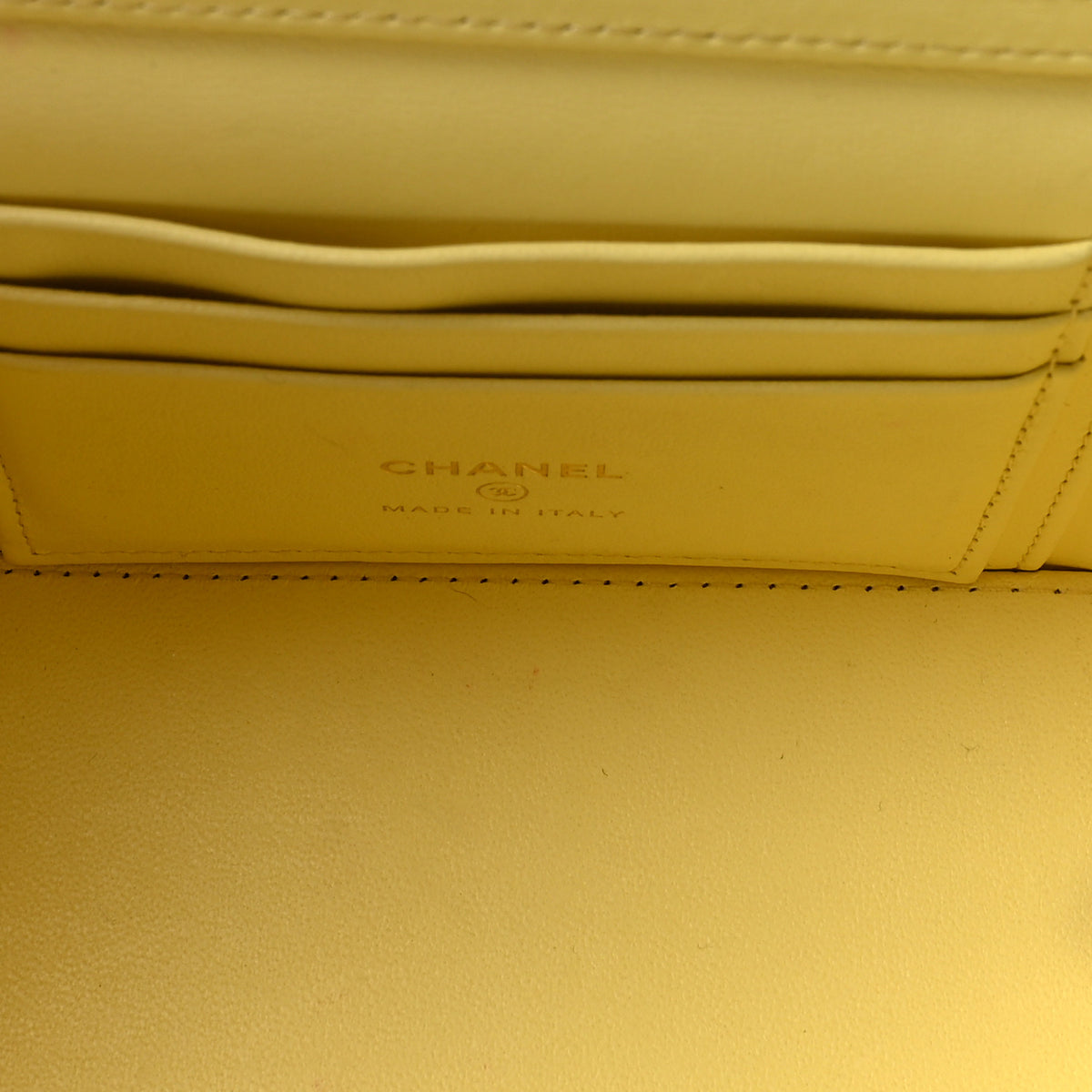 Lambskin Quilted Crystal Small Top Handle Vanity Case With Chain Light Yellow