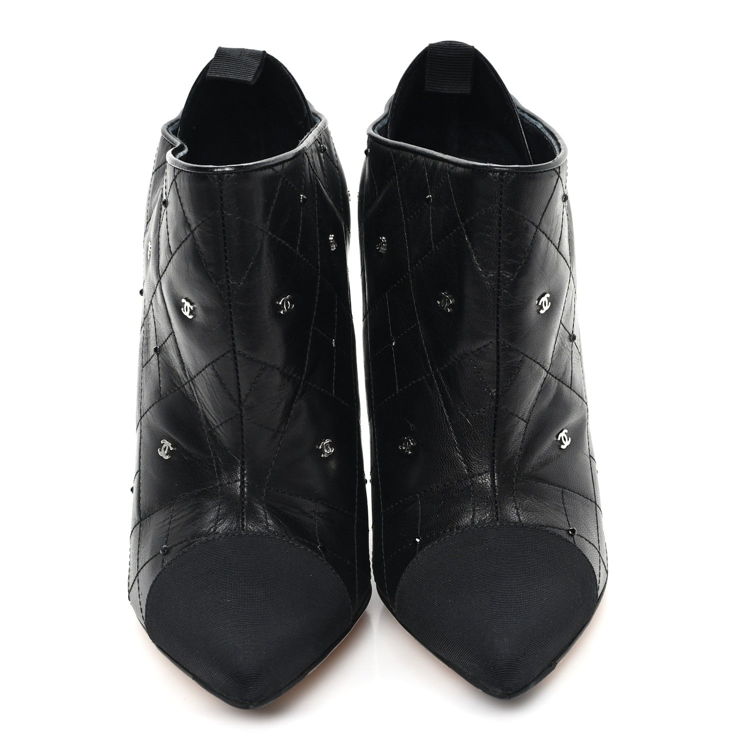 Chanel Lambskin Quilted CC Cap Toe Booties 38 Black 3 of 10