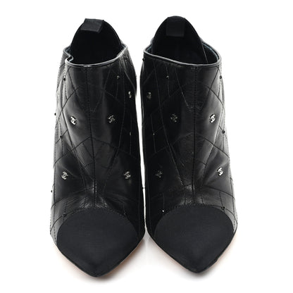Chanel Lambskin Quilted CC Cap Toe Booties 38 Black 3 of 10