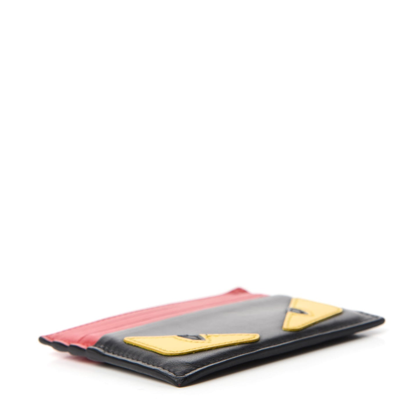 Vitello Century Monster Eyes Inlay Card Holder Black Giallo Rosso