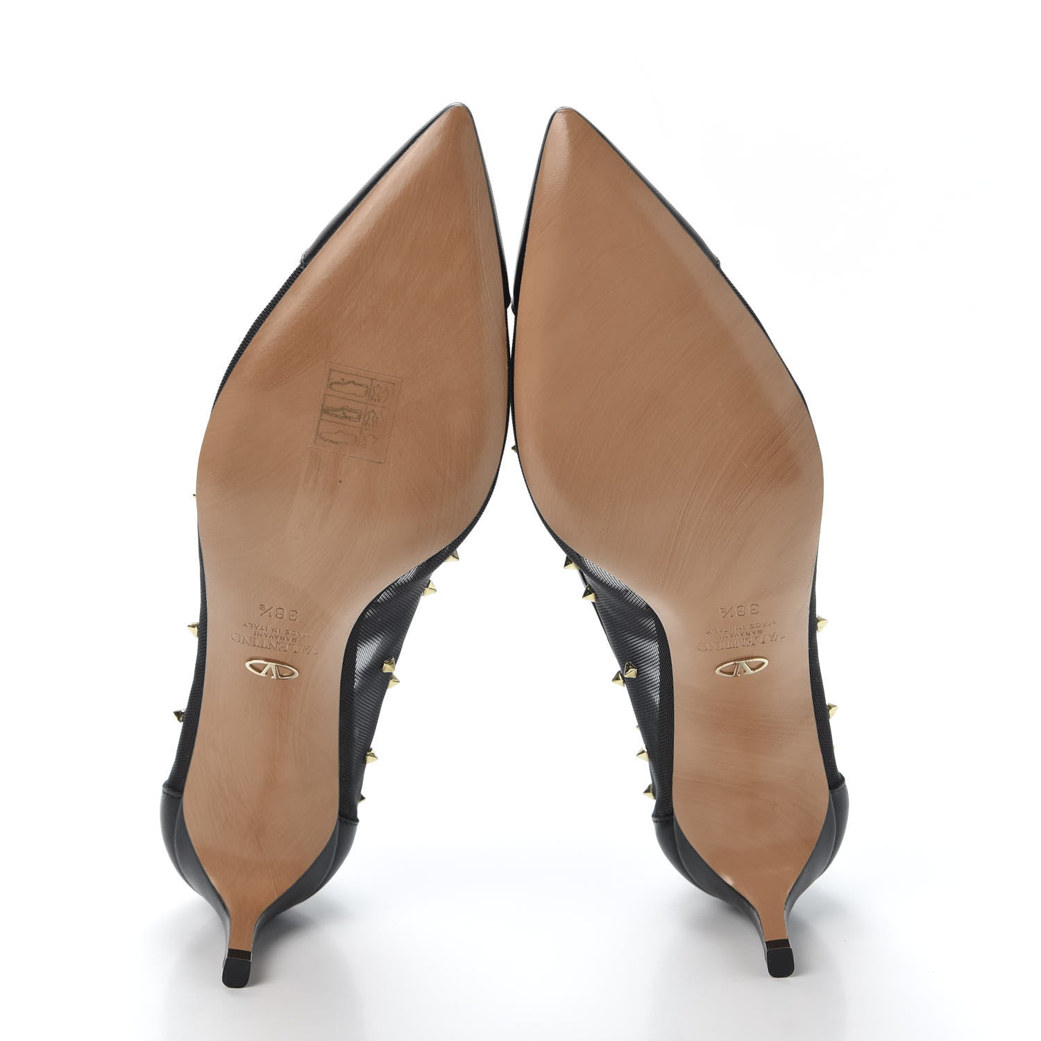 Valentino Garavani Mesh Embellished Shining Rockstud Low Heel Pumps 38.5 Black 7 of 8