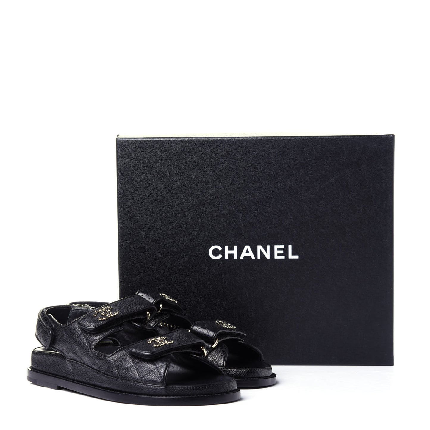 Grained Calfskin Velcro Dad Sandals 36.5 Black