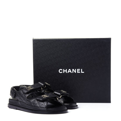 Chanel Grained Calfskin Velcro Dad Sandals 36.5 Black 13 of 13
