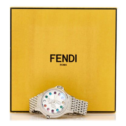Fendi Stainless Steel Diamond Topaz 38mm Crazy Carats Rotating Gem Quartz Watch 7 of 7