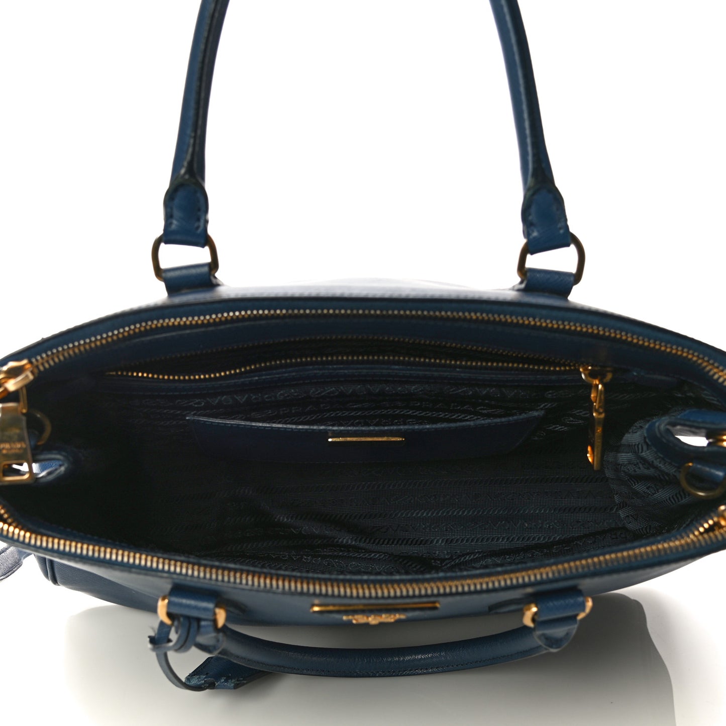 Saffiano Lux Medium Double Zip Tote Bluette