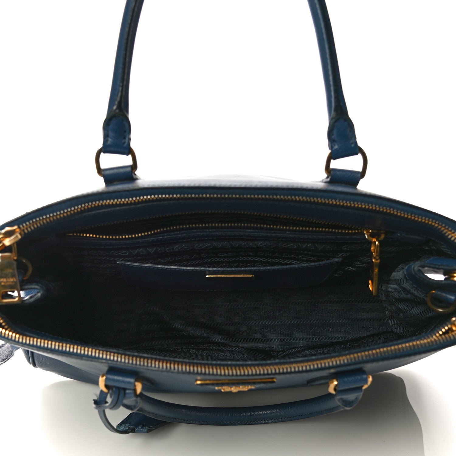 Prada Saffiano Lux Medium Double Zip Tote Bluette 7 of 11
