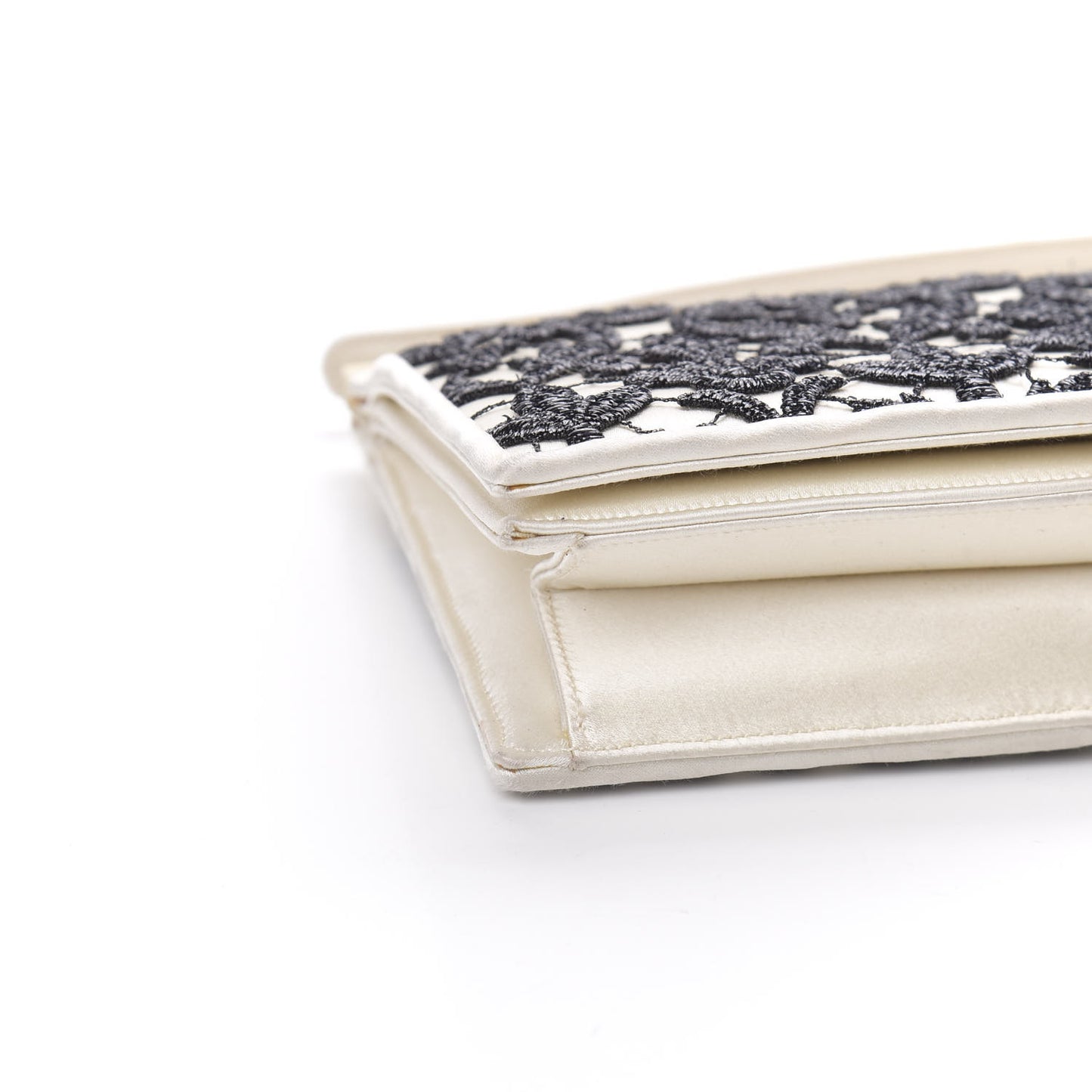 Satin Lace Clutch Ivory Black