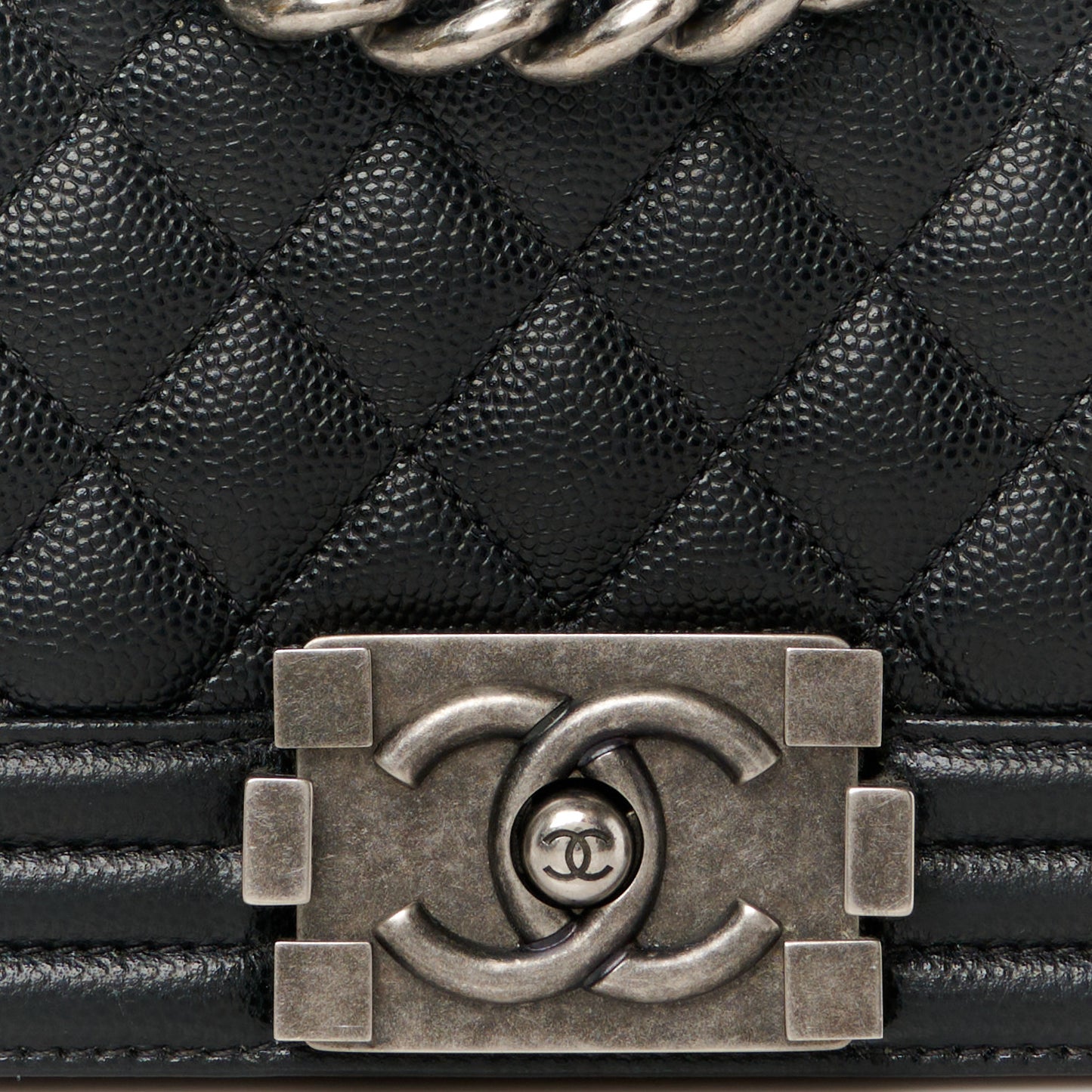 Lambskin Quilted Small Boy Flap Black