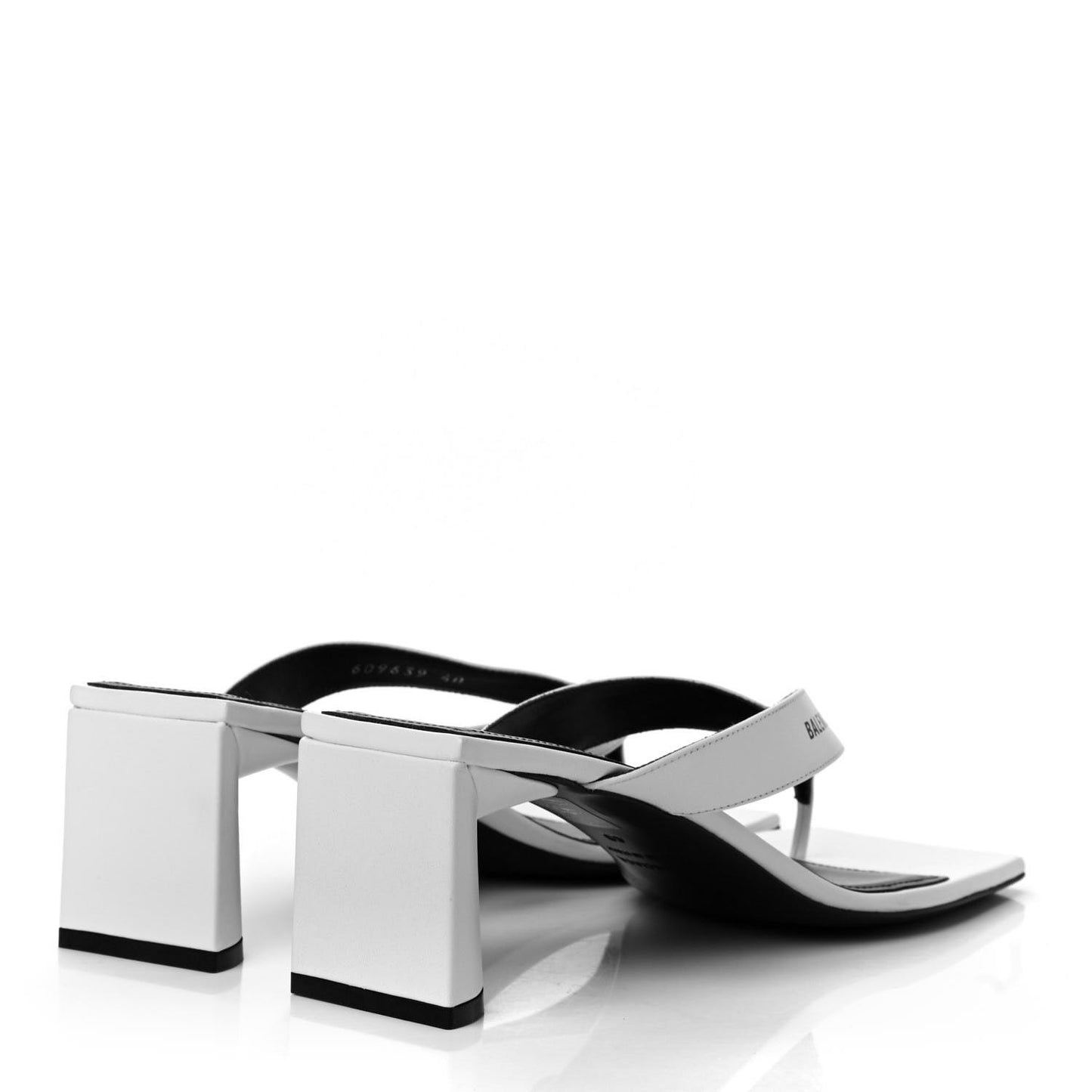 Soft Nappa Logo Double Square Flat 60mm Sandals 40 White Black