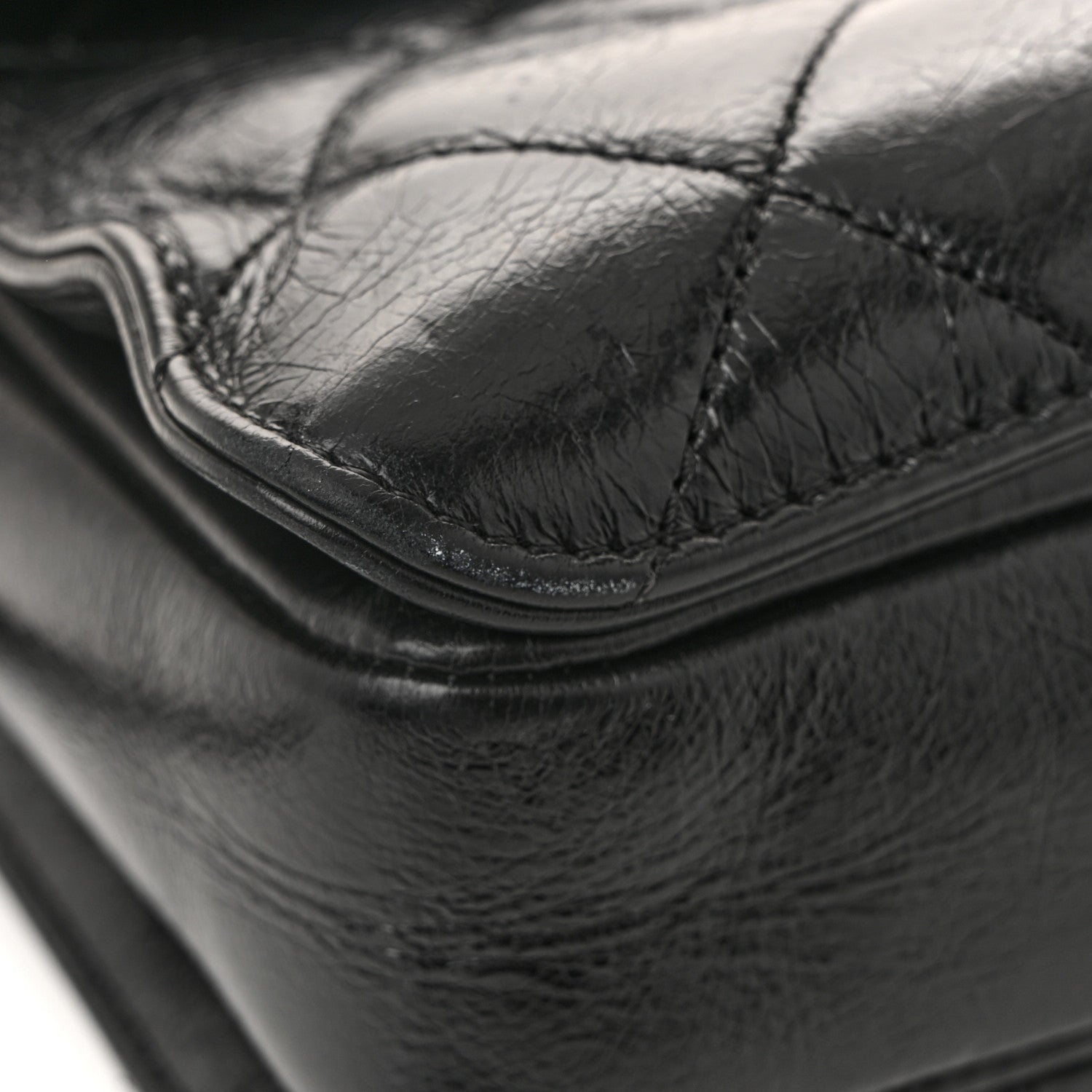 Chanel Glazed Calfskin Quilted Large Perfect Edge Flap Black 14 of 14