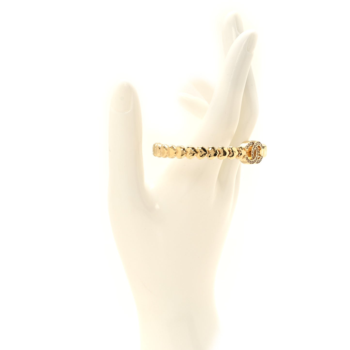 Crystal CC Heart Link Cuff M Bracelet Gold