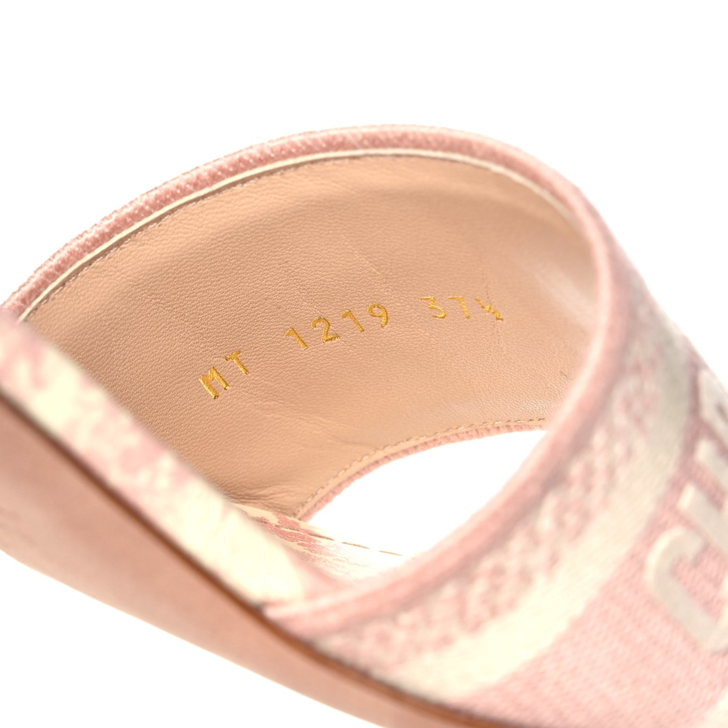Cotton Toile De Jouy Embroidered Dway 50mm Slide Sandals 37.5 Light Pink