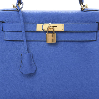 Hermes Togo Kelly Retourne 28 Bleu Zellige 8 of 11