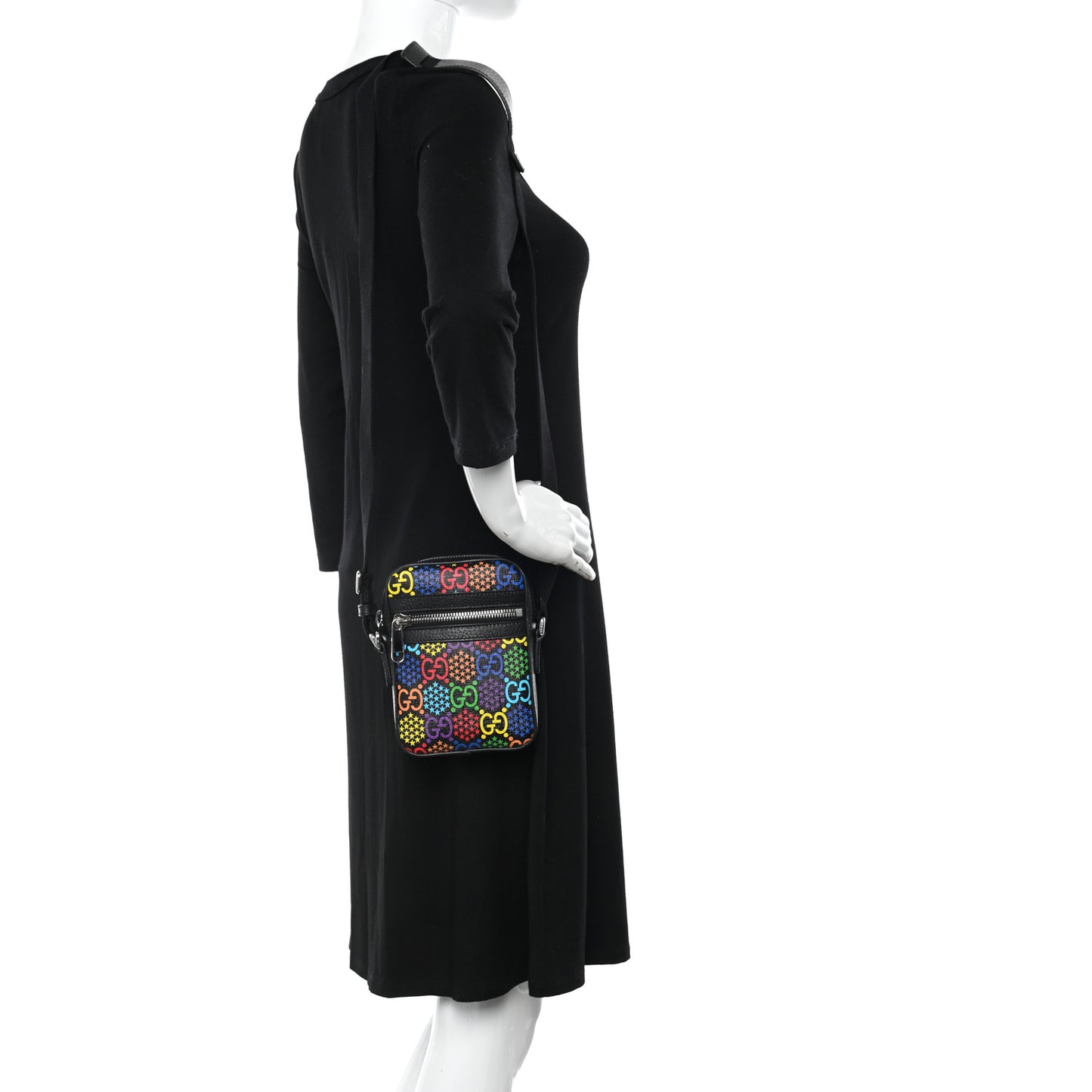 GG Supreme Monogram Psychedelic Messenger Bag Black