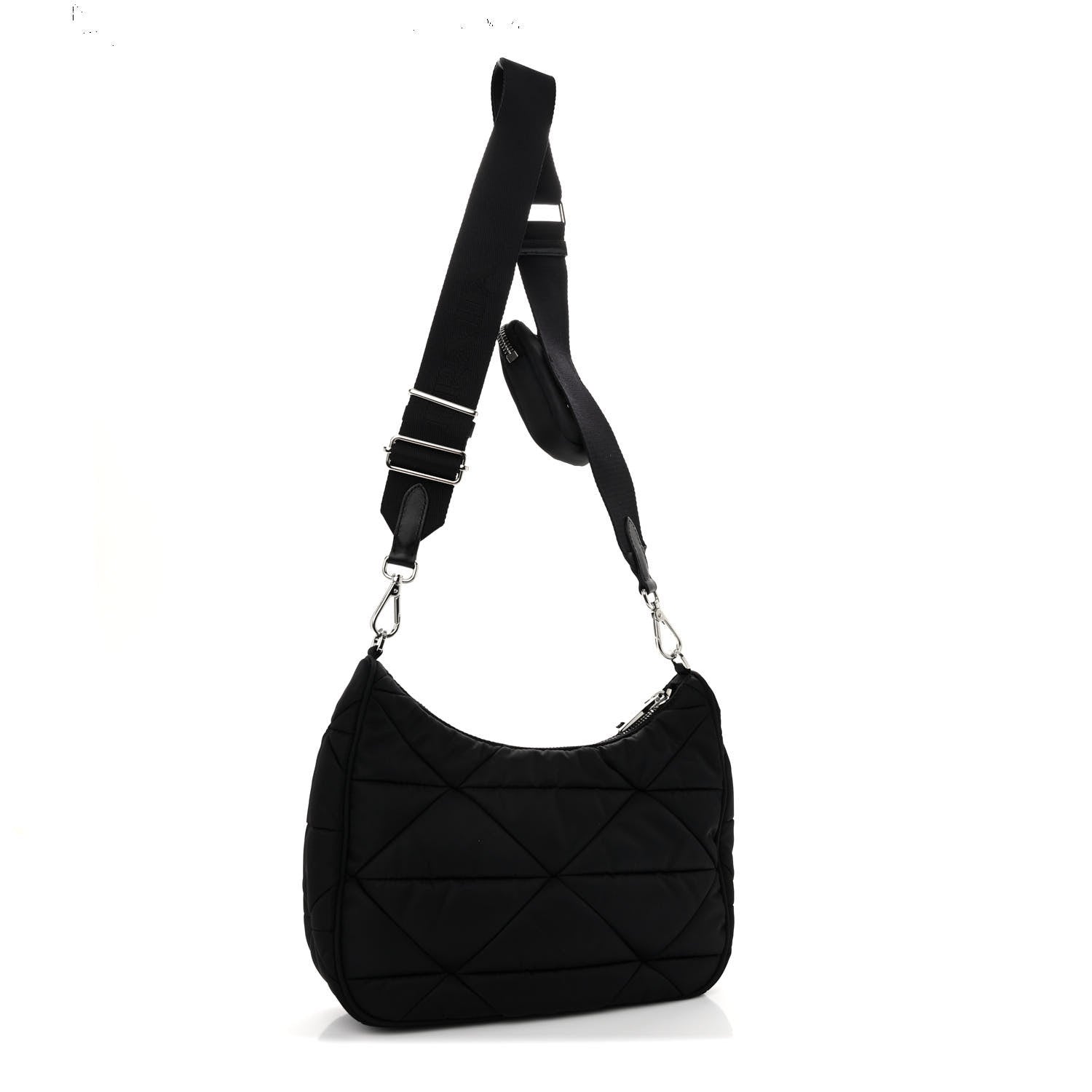 Prada Tessuto Nylon Triangle Quilted Padded Patchwork System Shoulder Bag Black 3 of 10