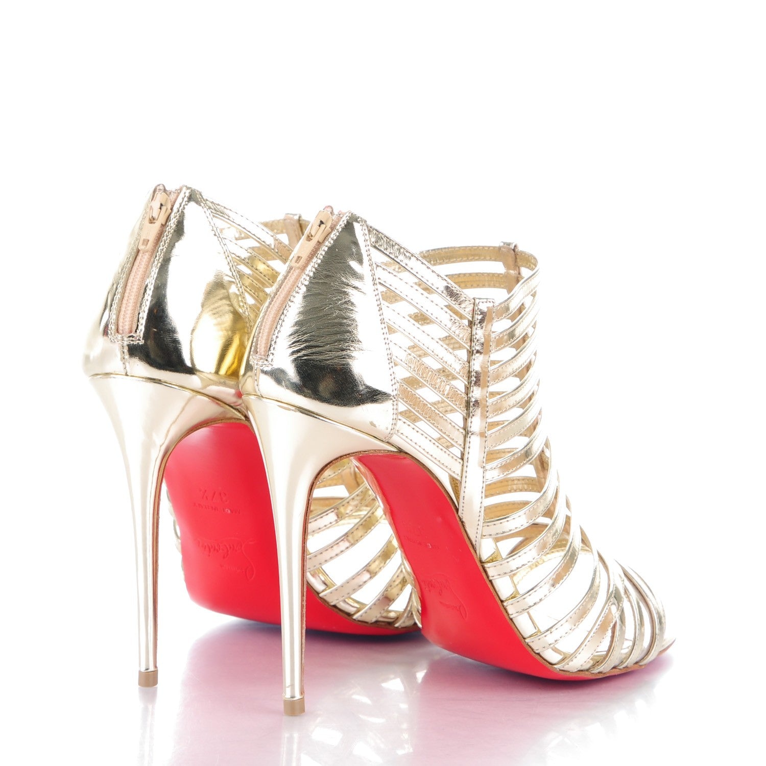 Christian Louboutin Specchio City Jolly 100 Cage Sandals 37.5 Light Gold 4 of 8