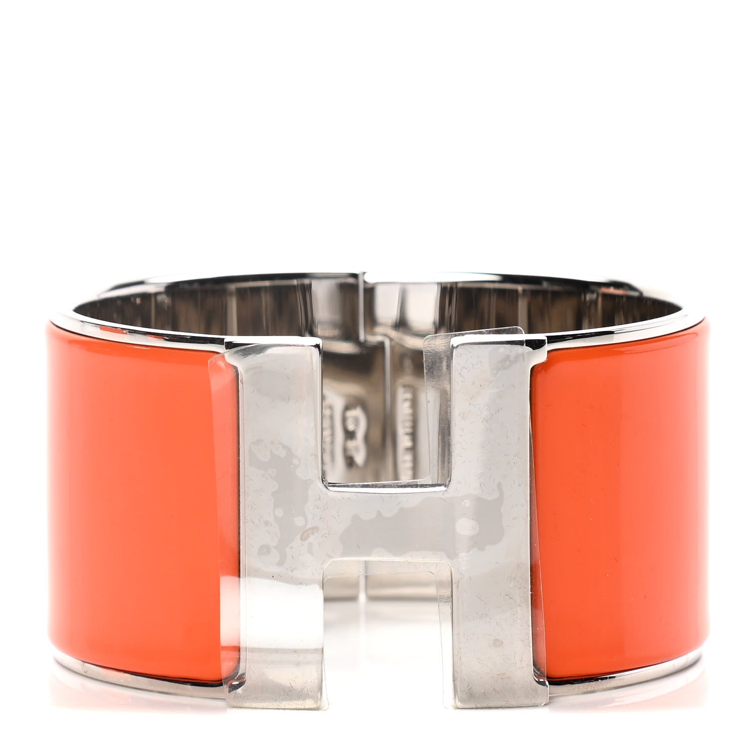 Hermes Enamel Extra Wide Clic Clac H Bracelet PM Orange 1 of 6