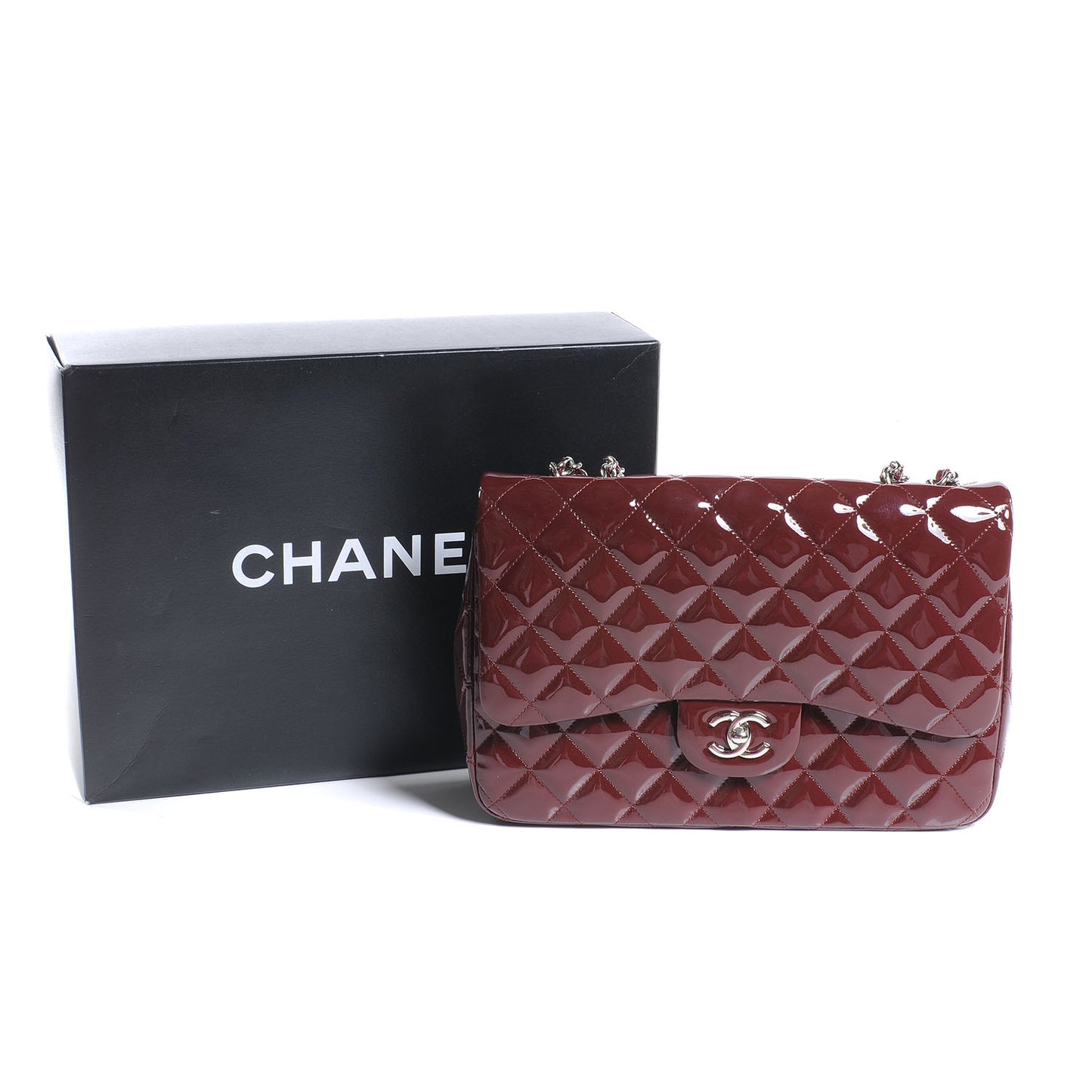 Patent Jumbo Single Flap Bordeaux