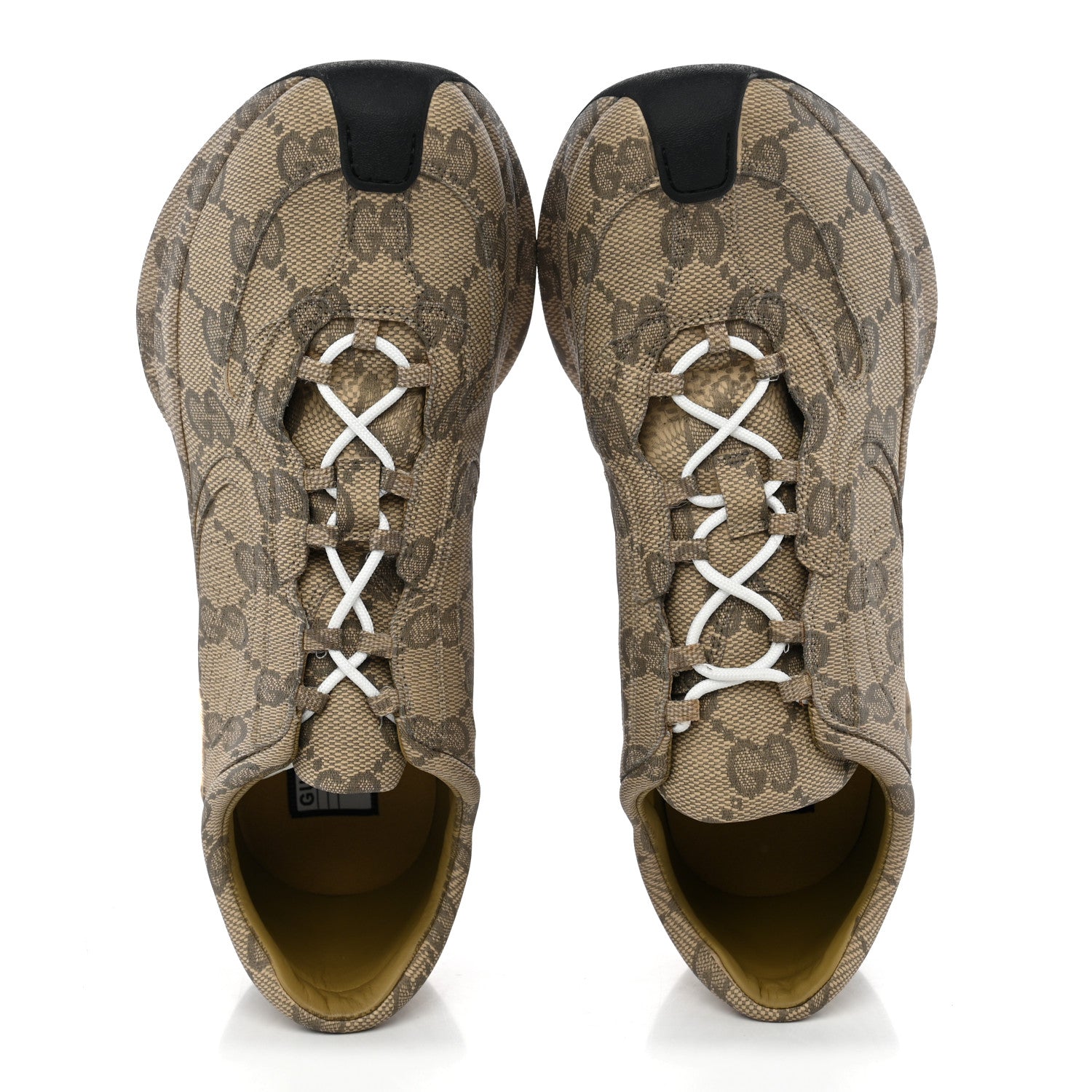 Gucci Ultralight Plume Calfskin Monogram Printed Mens Gucci Run Sneakers 11.5 Beige Ebony 5 of 11