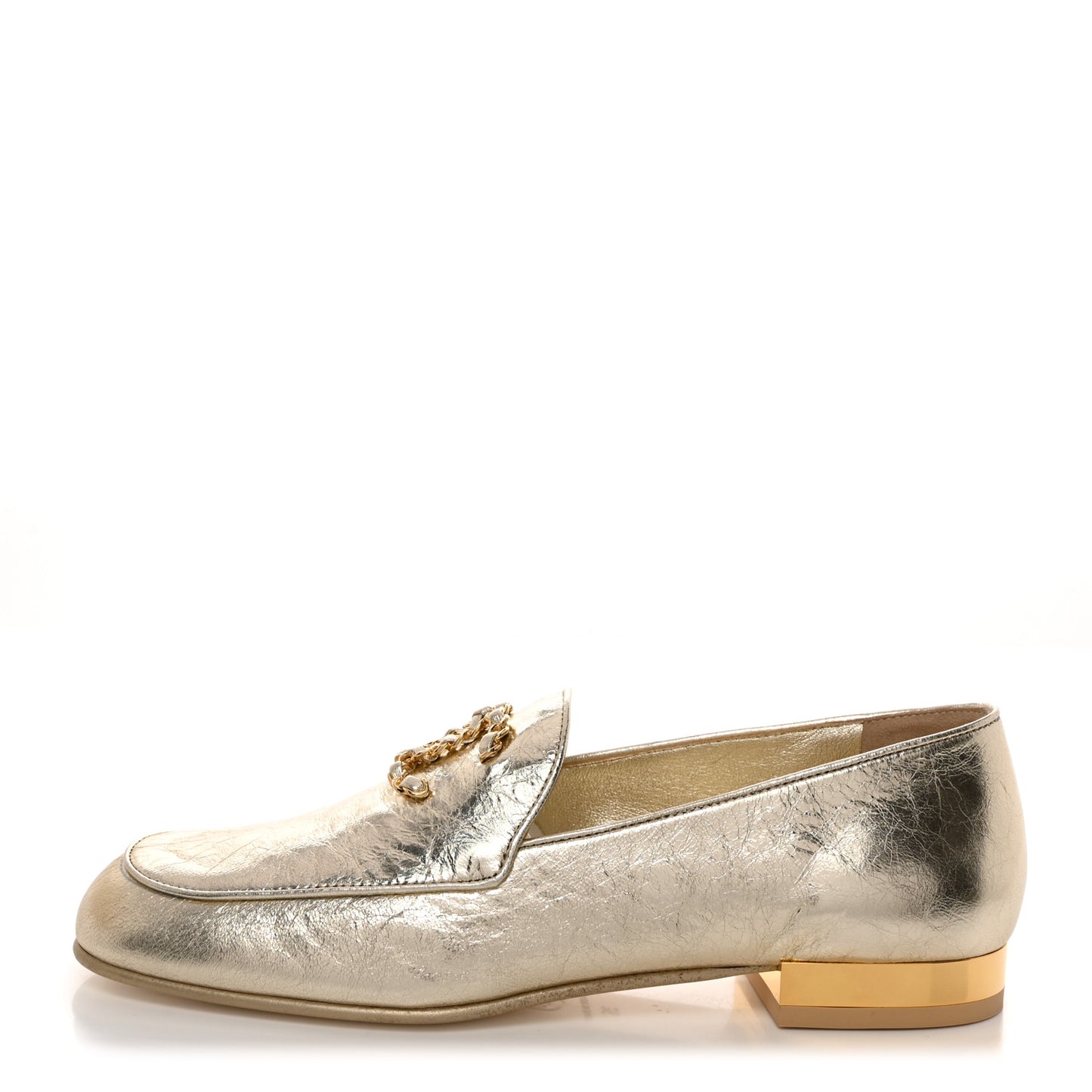 Aged Calfskin CC Loafers 36 Gold