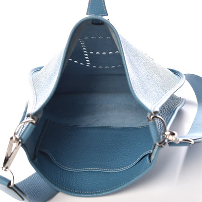 Hermes Taurillon Clemence Evelyne PM Blue Jean 7 of 9