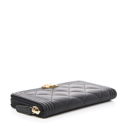 Chanel Caviar Quilted Small Boy Zip Around Wallet Black 4 of 10