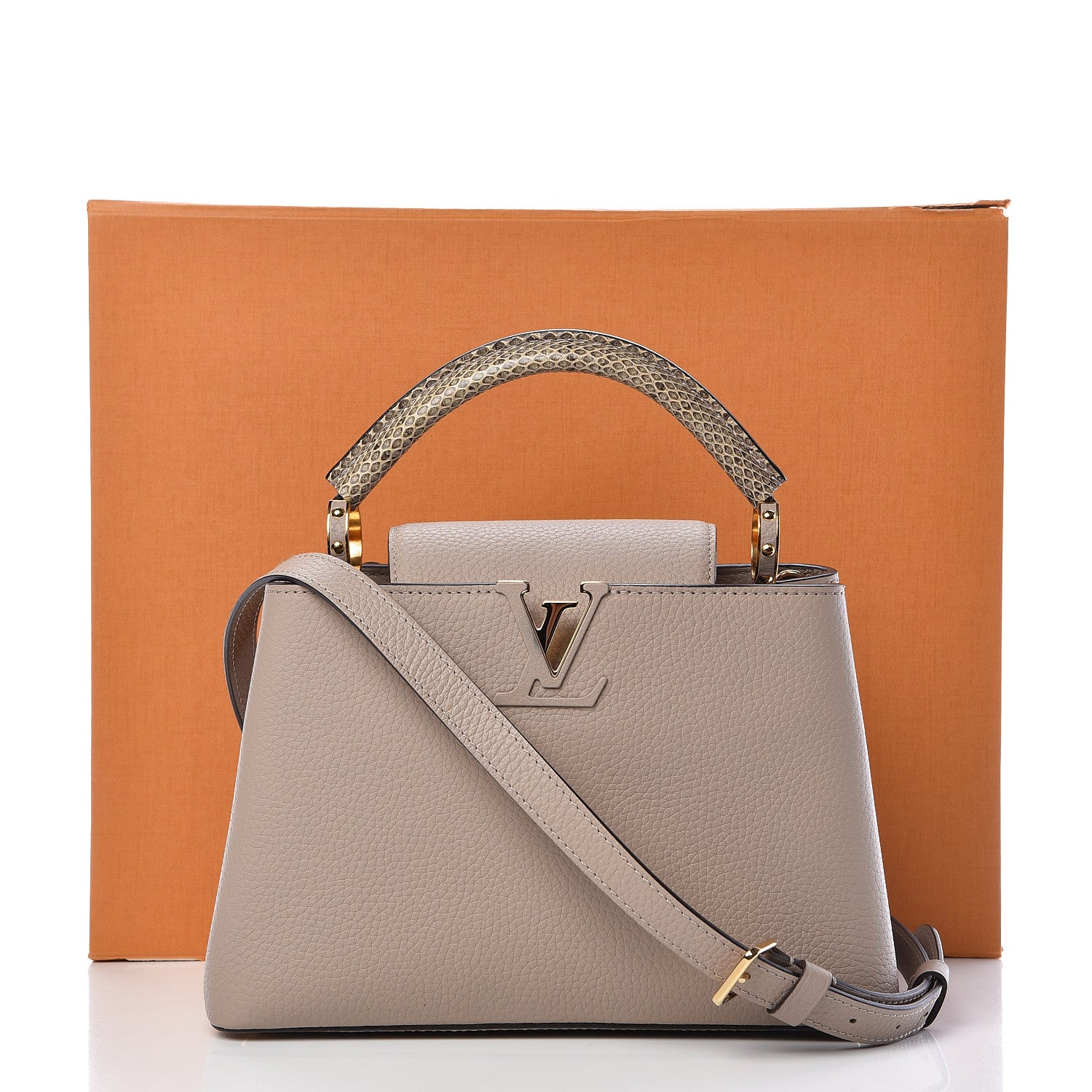 Louis Vuitton Taurillon Ayers Capucines BB Galet 10 of 10