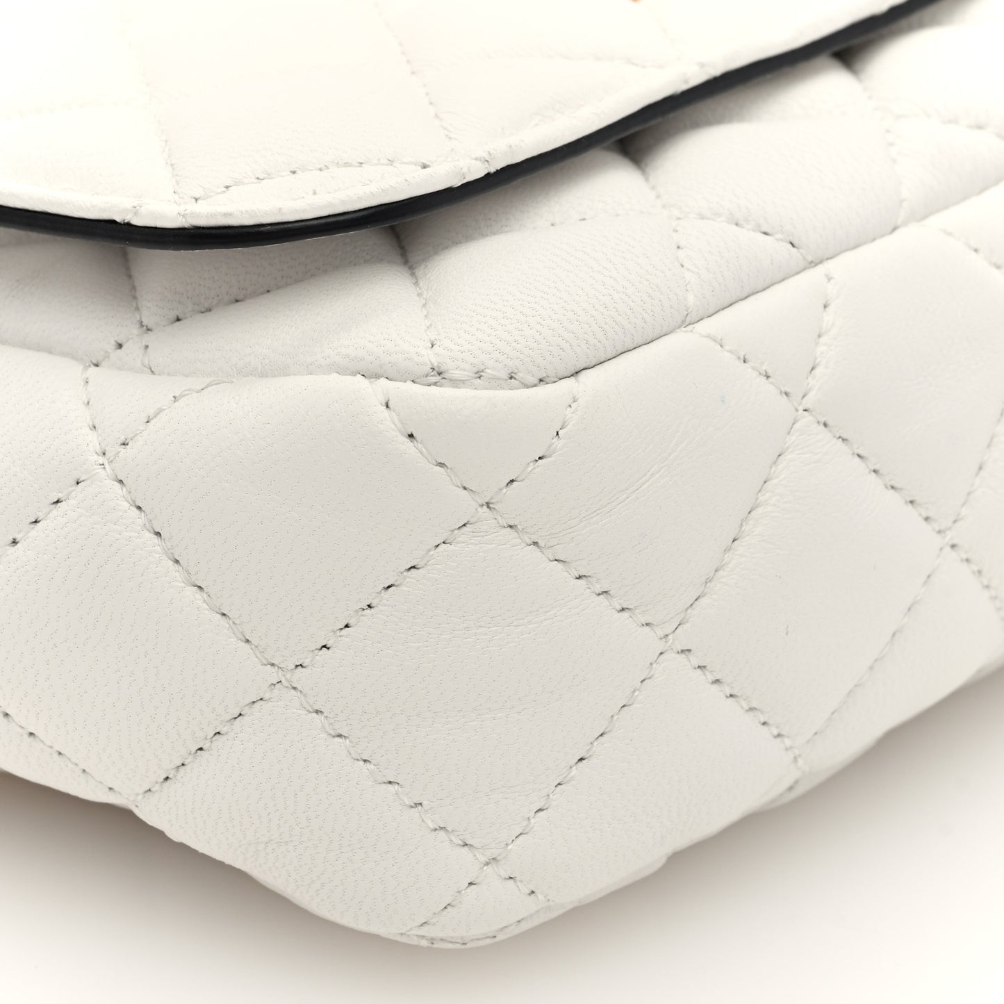 Nappa Quilted Small Medusa Chain Crossbody White