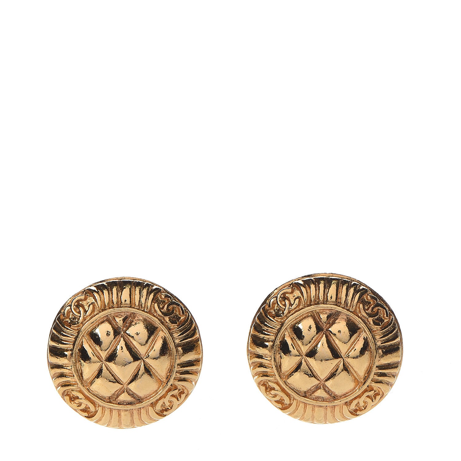 Chanel Round CC Clip On Earrings Gold 1 of 5