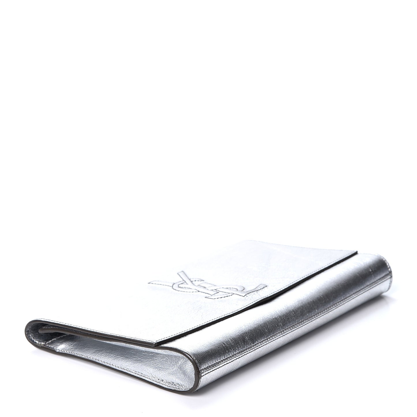 Metallic Calfskin Monogram Large Belle De Jour Clutch Silver